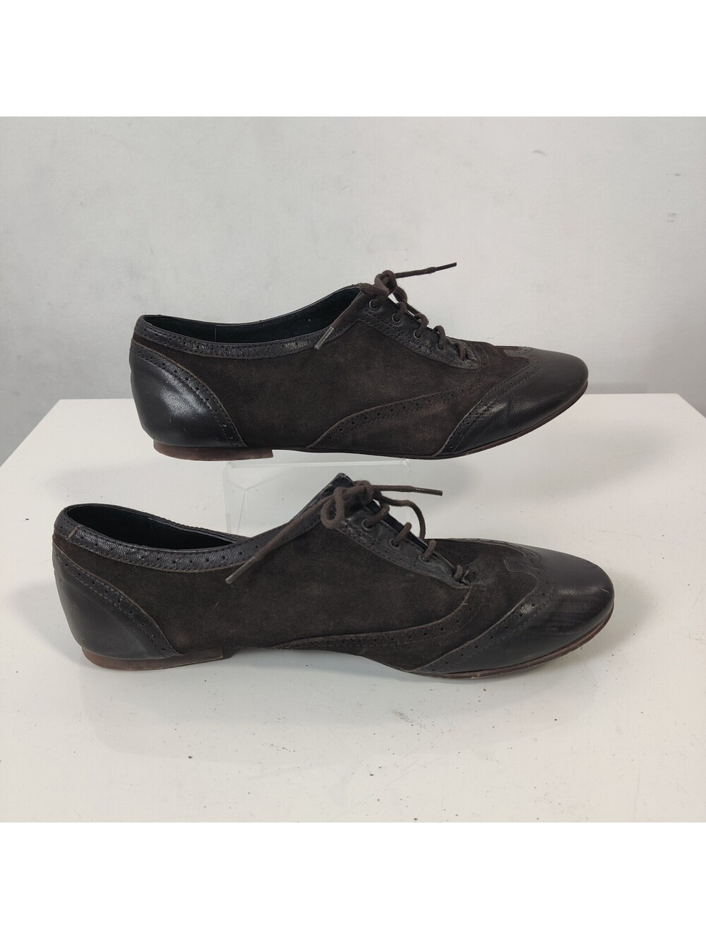 Bensimon Brown Suede Leather Wingtip Brogue Oxford Lace Up Shoes